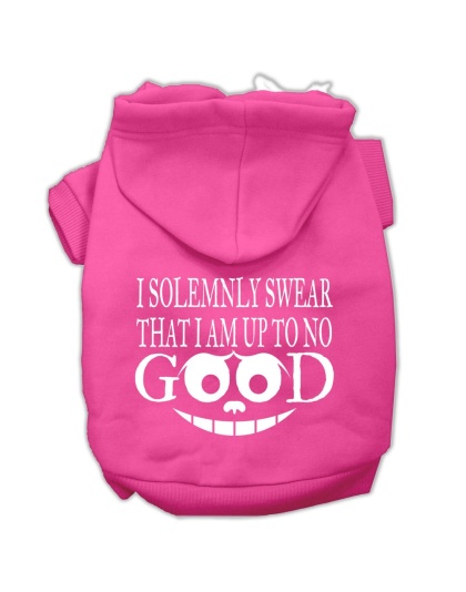 Up to No Good Screen Print Pet Hoodies Bright Pink Size Lg