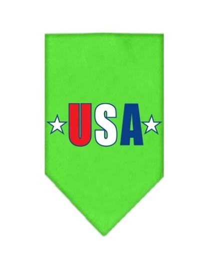 USA Star Screen Print Bandana Lime Green Large