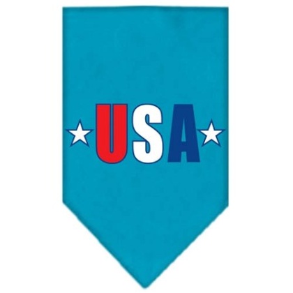 USA Star Screen Print Bandana Turquoise Large