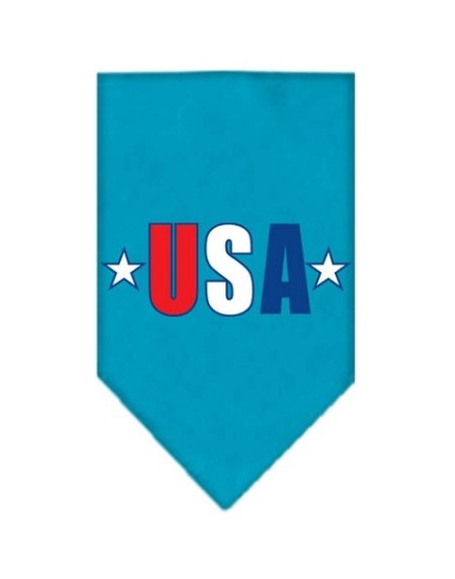 USA Star Screen Print Bandana Turquoise Large