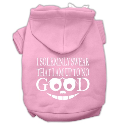 Up to No Good Screen Print Pet Hoodies Light Pink Size Lg
