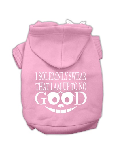 Up to No Good Screen Print Pet Hoodies Light Pink Size Lg