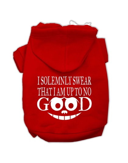 Up to No Good Screen Print Pet Hoodies Red Size Lg