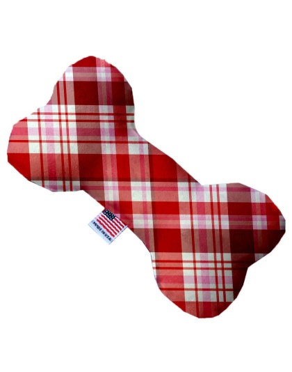 Valentines Day Plaid 10 inch Canvas Bone Dog Toy