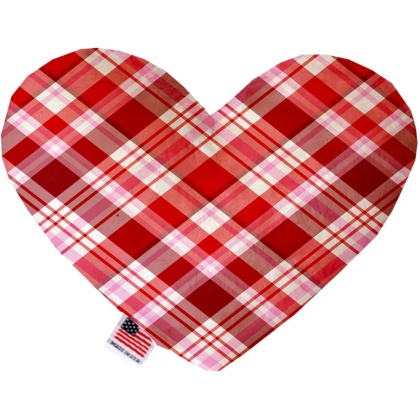 Valentines Day Plaid 6 inch Canvas Heart Dog Toy