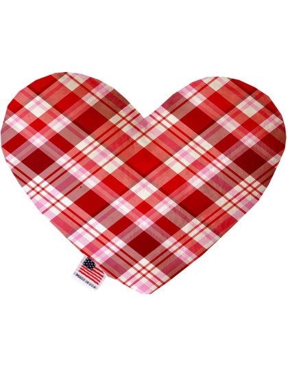 Valentines Day Plaid 6 inch Canvas Heart Dog Toy