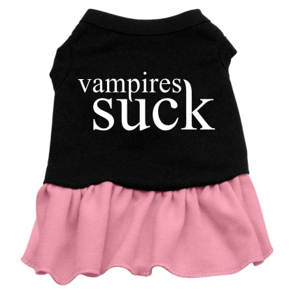 Vampires Suck Screen Print Dress Black with Pink Lg