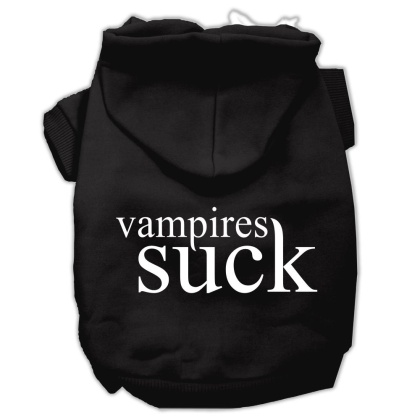 Vampires Suck Screen Print Pet Hoodies Black Size L