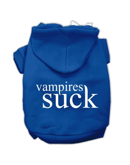 Vampires Suck Screen Print Pet Hoodies Blue Size L