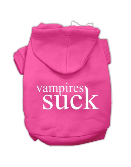 Vampires Suck Screen Print Pet Hoodies Bright Pink Size L