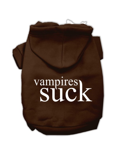 Vampires Suck Screen Print Pet Hoodies Brown Size Lg