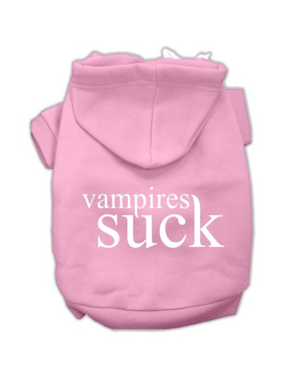 Vampires Suck Screen Print Pet Hoodies Light Pink Size L