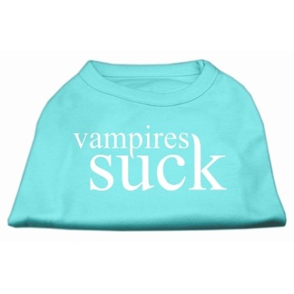 Vampires Suck Screen Print Shirt Aqua L