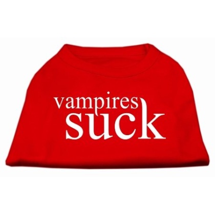 Vampires Suck Screen Print Shirt Red L