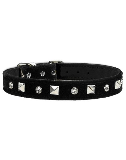 Velvet Crystal and Pyramid Collars Black 10