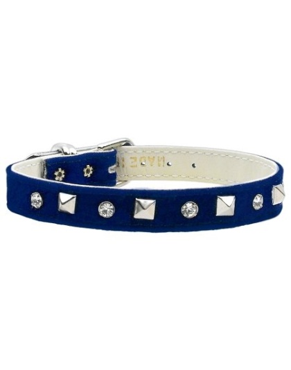 Velvet Crystal and Pyramid Collars Blue 10