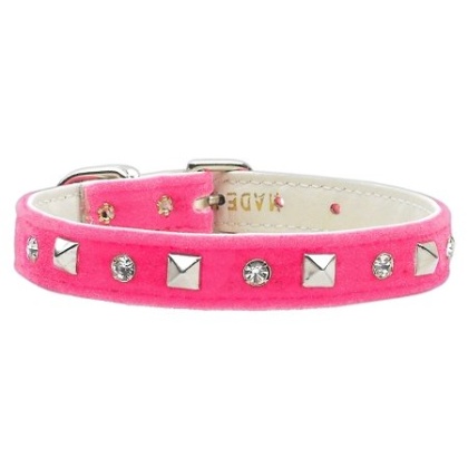 Velvet Crystal and Pyramid Collars Pink 10