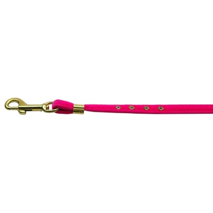 Velvet Flat Leash Pink 3/8 Clear Jewel Leash