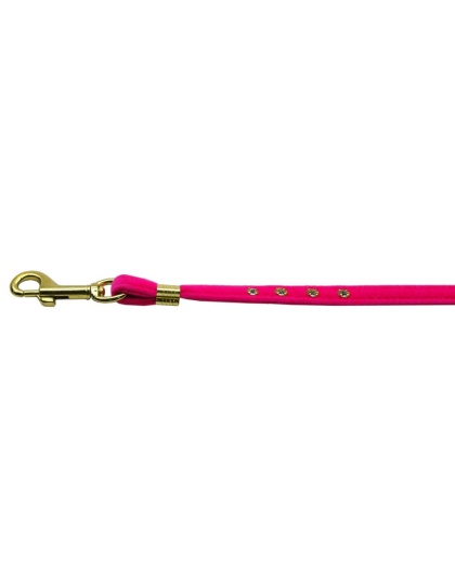 Velvet Flat Leash Pink 3/8 Clear Jewel Leash