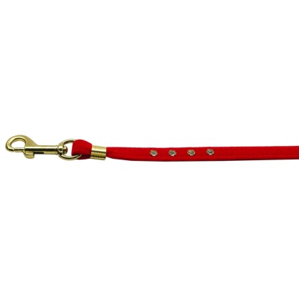 Velvet Flat Leash Red 3/8 Clear Jewel Leash