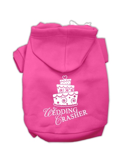 Wedding Crasher Screen Print Pet Hoodies Bright Pink Size Lg