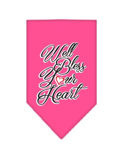 Well Bless Your Heart Screen Print Bandana Bright Pink Large