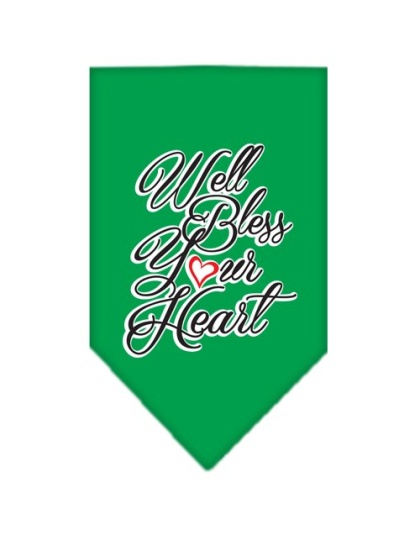 Well Bless Your Heart Screen Print Bandana Emerald Green Large