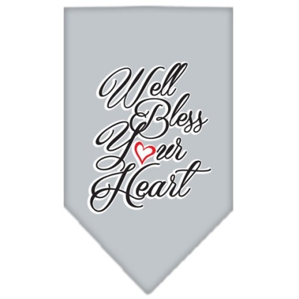 Well Bless Your Heart Screen Print Bandana Grey Large