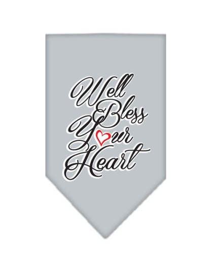 Well Bless Your Heart Screen Print Bandana Grey Large