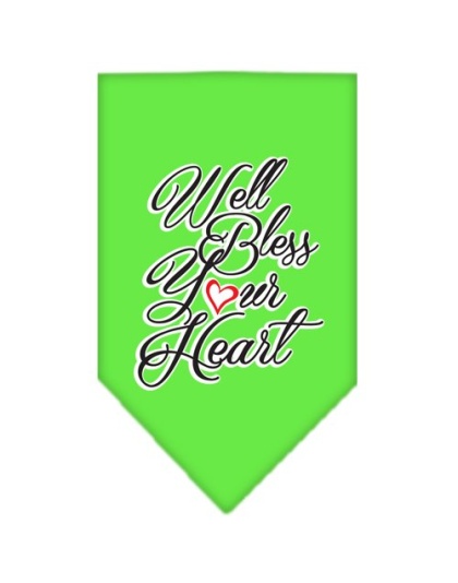 Well Bless Your Heart Screen Print Bandana Lime Green Large