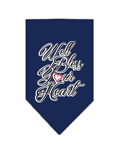 Well Bless Your Heart Screen Print Bandana Navy Blue large