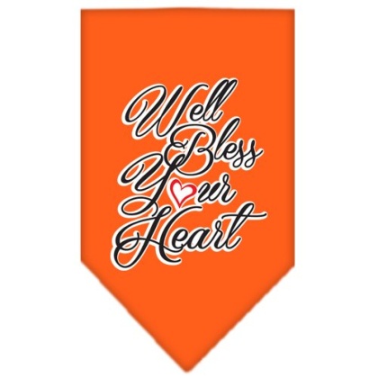 Well Bless Your Heart Screen Print Bandana Orange Large