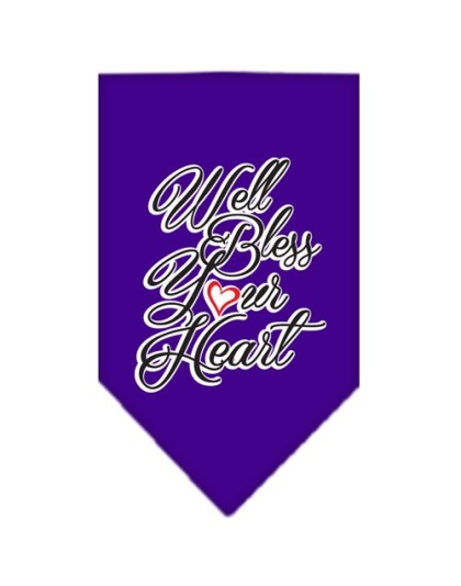 Well Bless Your Heart Screen Print Bandana Purple Large