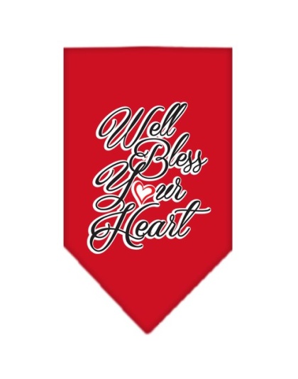 Well Bless Your Heart Screen Print Bandana Red Large