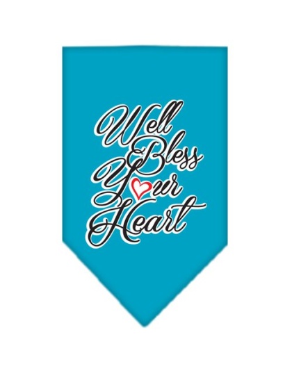 Well Bless Your Heart Screen Print Bandana Turquoise Large