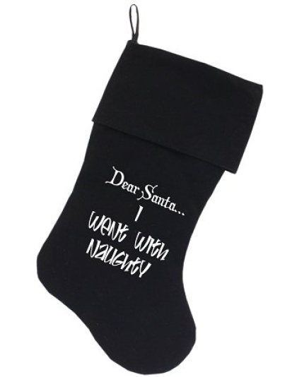 Went with Naughty Screen Print 18 inch Velvet Christmas Stocking Black