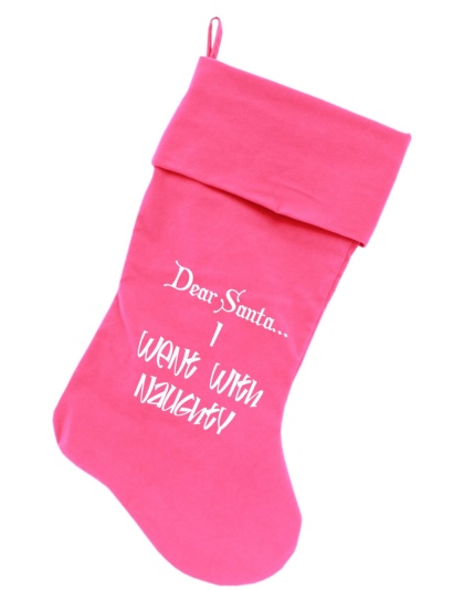 Went with Naughty Screen Print 18 inch Velvet Christmas Stocking Pink