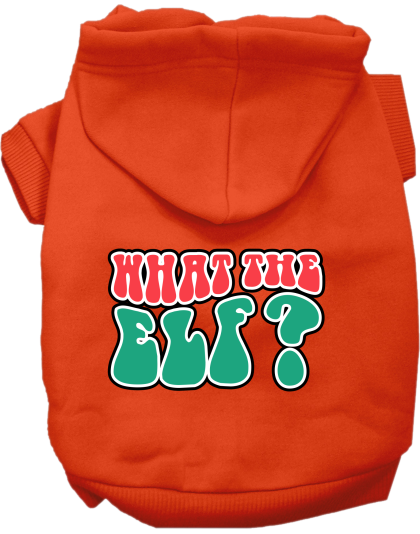What the Elf Screen Print Dog Hoodie Orange Size XS