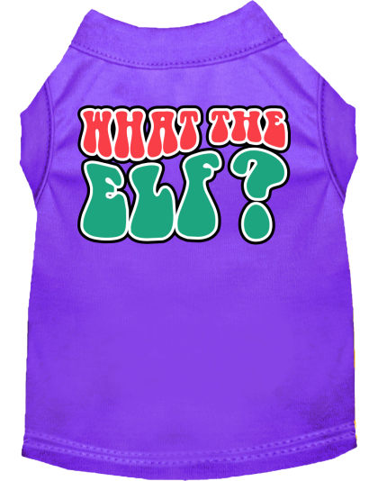 What the Elf Screen Print Dog Shirt Purple Size XS