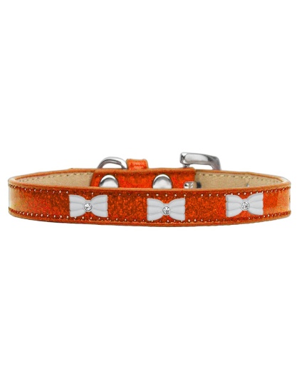 White Bow Widget Dog Collar Orange Ice Cream Size 10