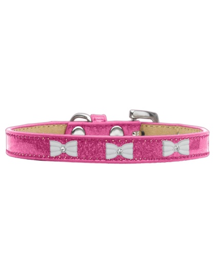 White Bow Widget Dog Collar Pink Ice Cream Size 10