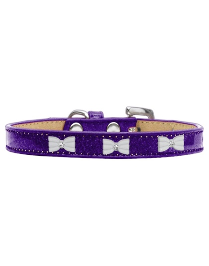 White Bow Widget Dog Collar Purple Ice Cream Size 10