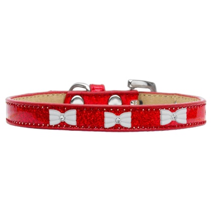White Bow Widget Dog Collar Red Ice Cream Size 10
