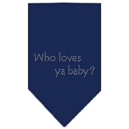 Who Loves Ya Baby Rhinestone Bandana Navy Blue large