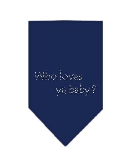 Who Loves Ya Baby Rhinestone Bandana Navy Blue large