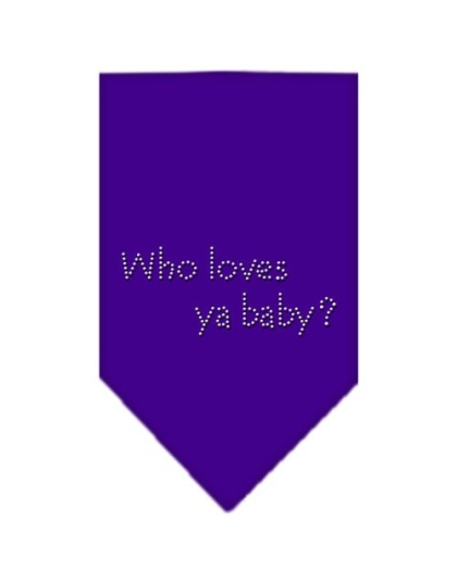 Who Loves Ya Baby Rhinestone Bandana Purple Large