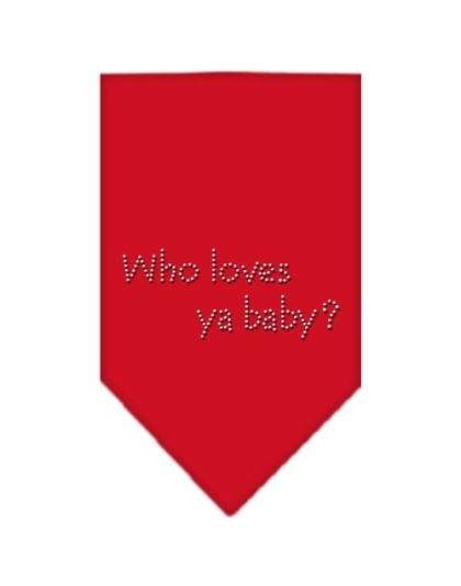 Who Loves Ya Baby Rhinestone Bandana Red Large