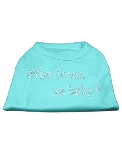 Who Loves Ya Baby? Rhinestone Shirts Aqua L