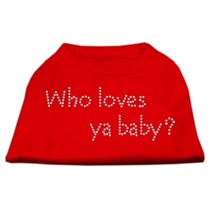 Who Loves Ya Baby? Rhinestone Shirts Red L