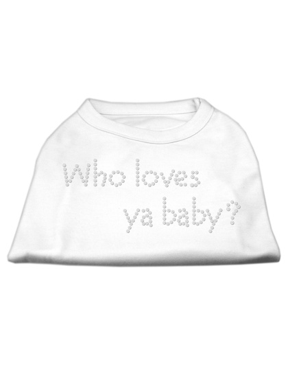 Who Loves Ya Baby? Rhinestone Shirts White L